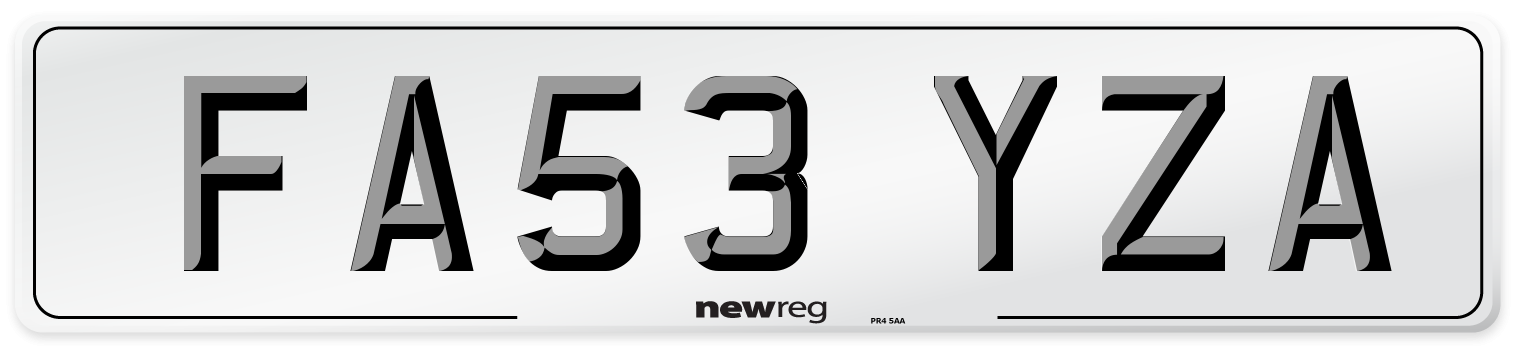 FA53 YZA Number Plate from New Reg